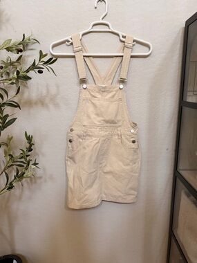 Things Between Canvas Overall Skirt in Beige size small